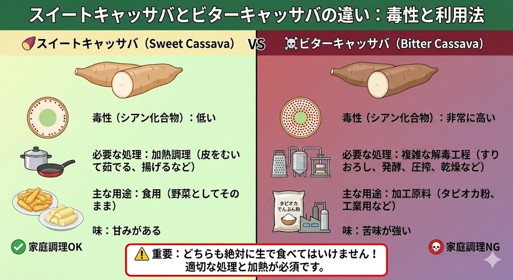 スイートキャッサバとビターキャッサバの違い