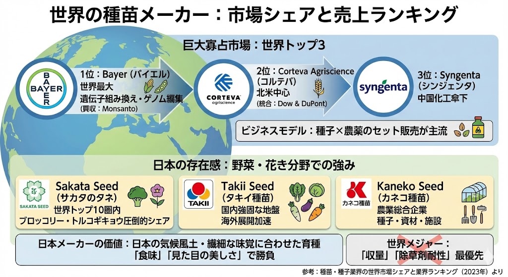 種苗メーカーの世界シェアと売上ランキング