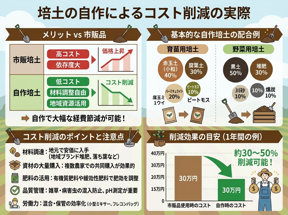培土の自作によるコスト削減の実際
