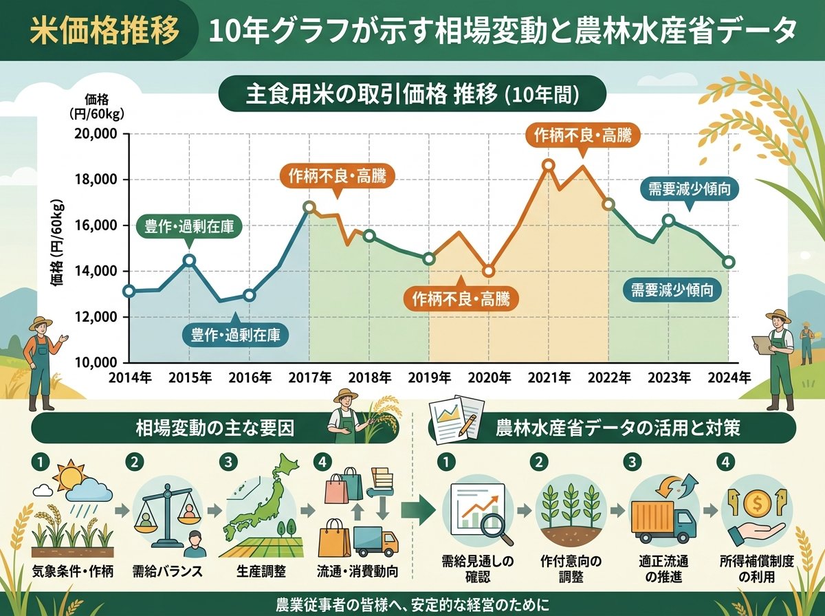 米価格推移10年グラフが示す相場変動と農林水産省データ
