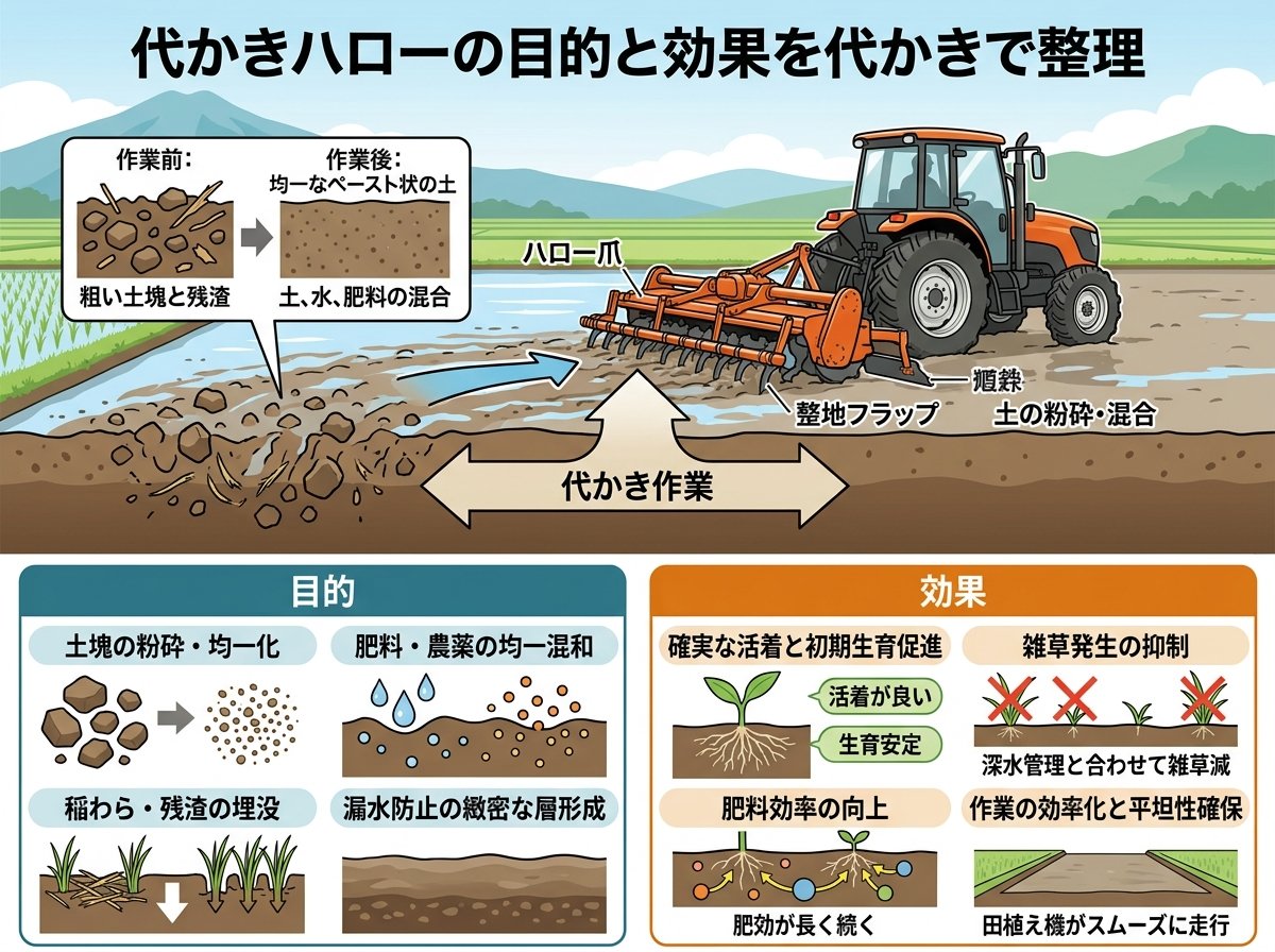 代かきハローの目的と効果を代かきで整理