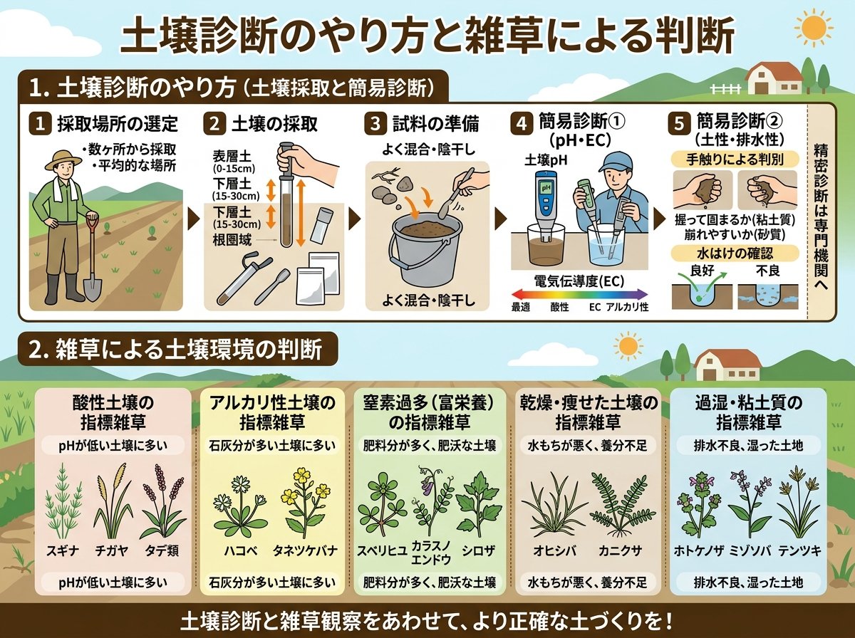 土壌診断のやり方と雑草による判断