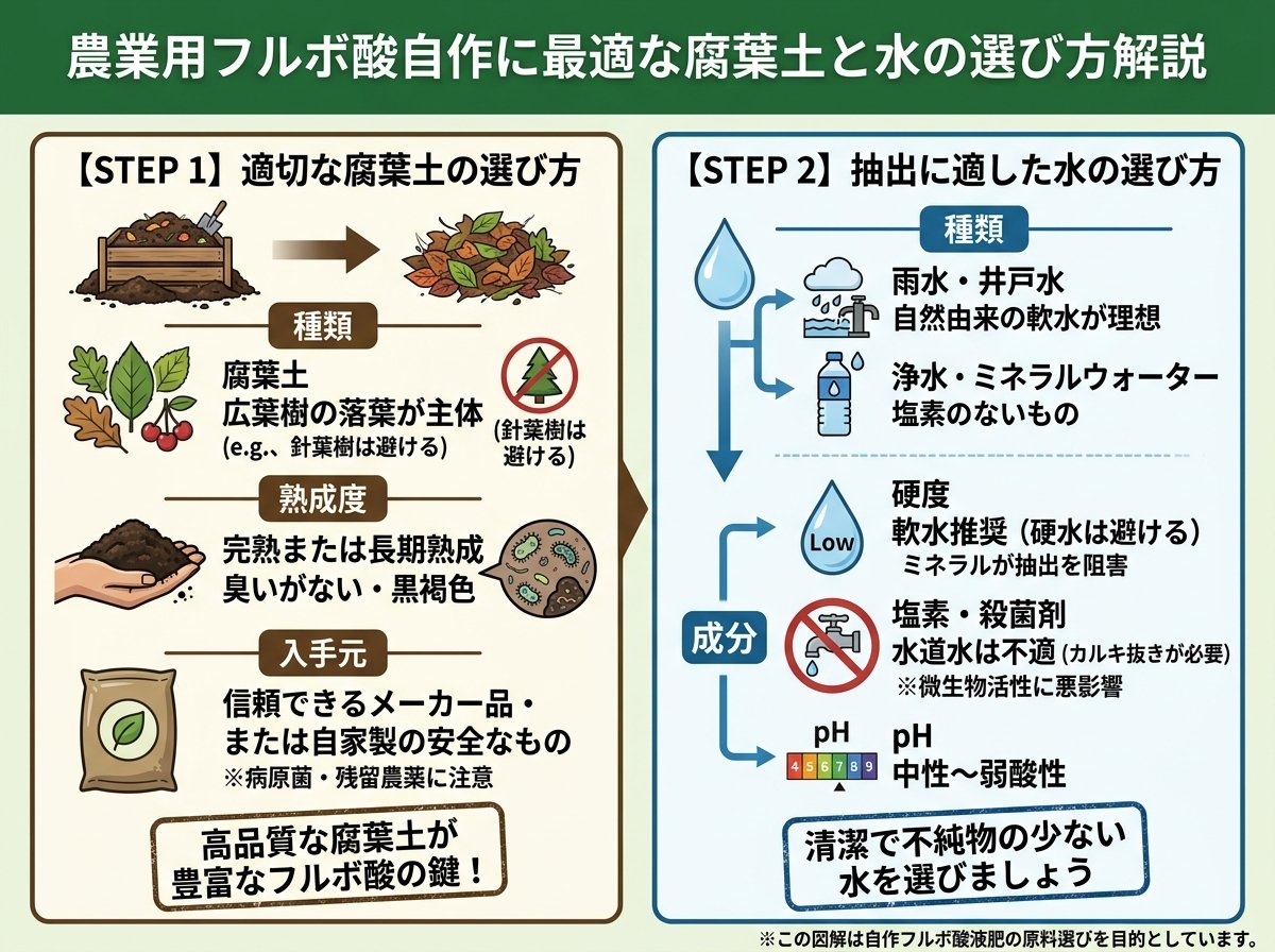フルボ酸作り方に必要な腐葉土と水の選び方