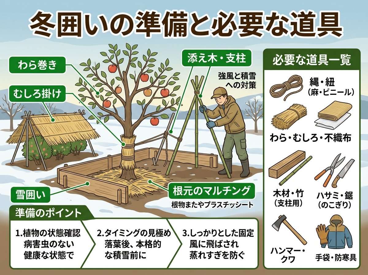 冬囲いの準備と必要な道具