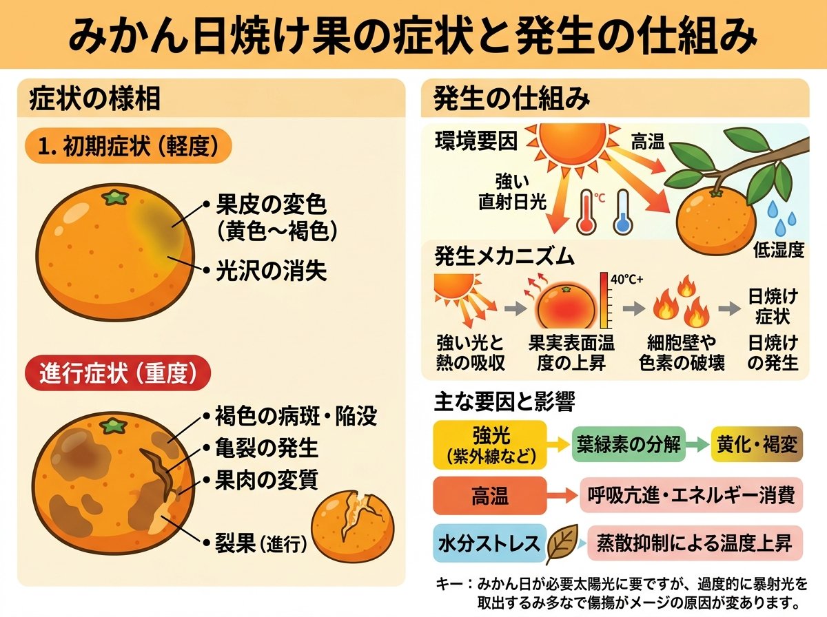 みかん日焼け果の症状と発生の仕組み