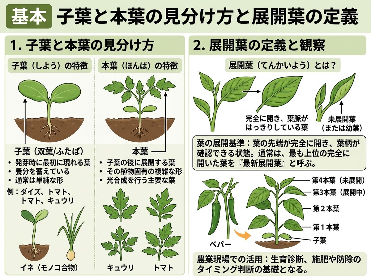 基本 子葉と本葉の見分け方と展開葉の定義