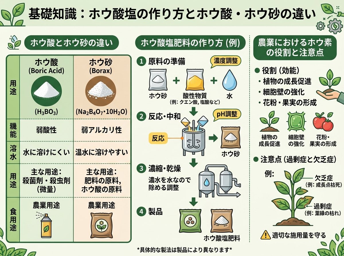 基礎知識 ホウ酸塩の作り方とホウ酸・ホウ砂の違い