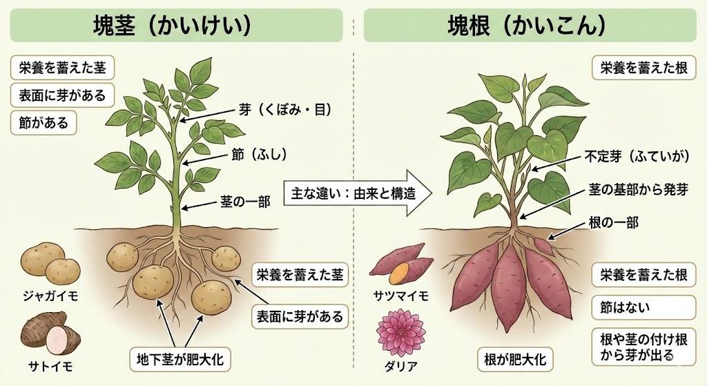 塊茎と塊根の違い