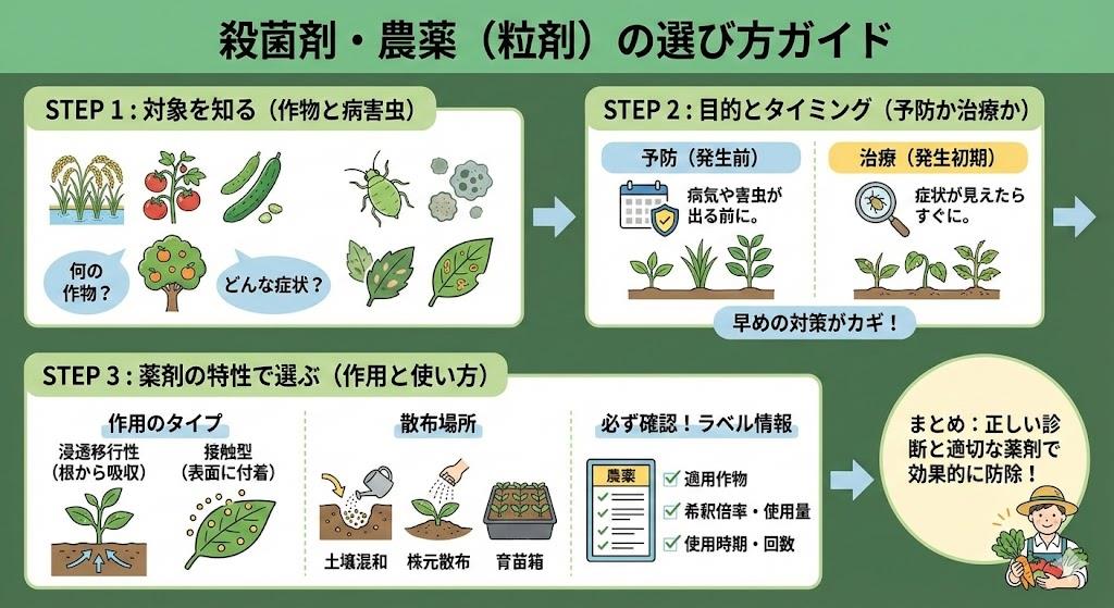 殺菌剤と農薬の粒剤の選び方