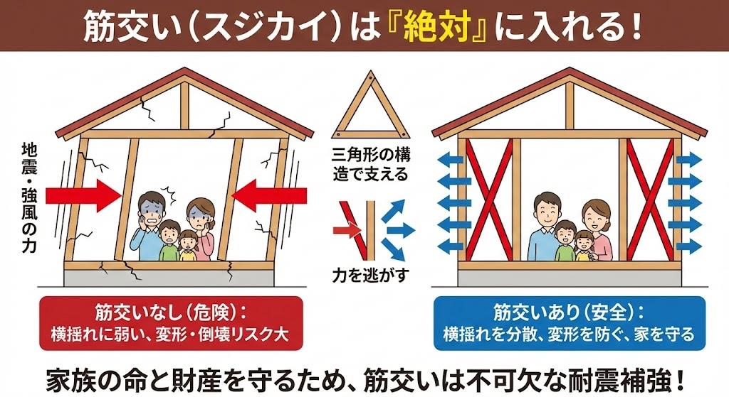 筋交い(スジカイ)は「絶対」に入れる