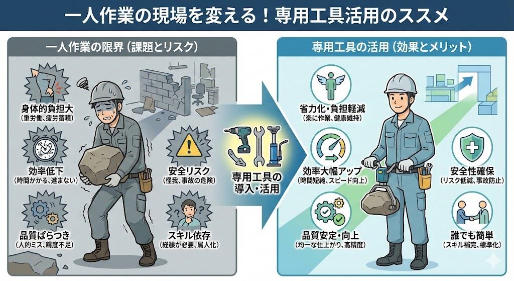 「一人作業」の限界と専用工具の活用