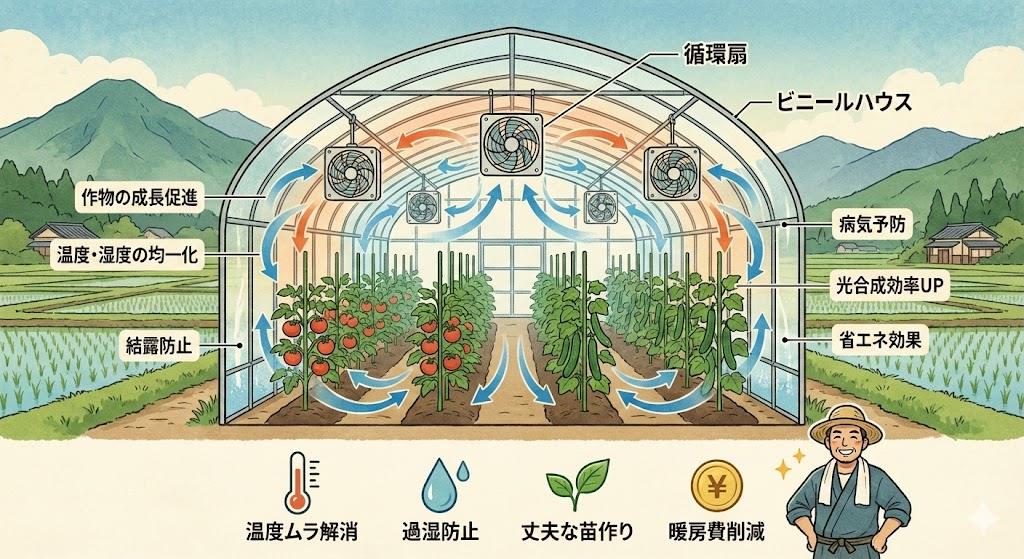 循環扇とハウス