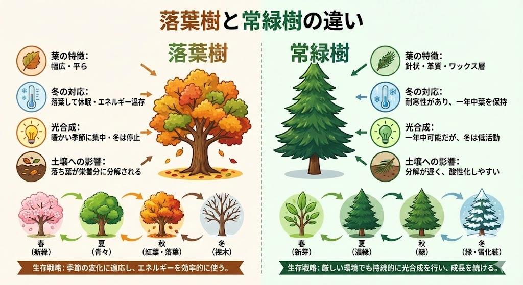 落葉樹と常緑樹の違い