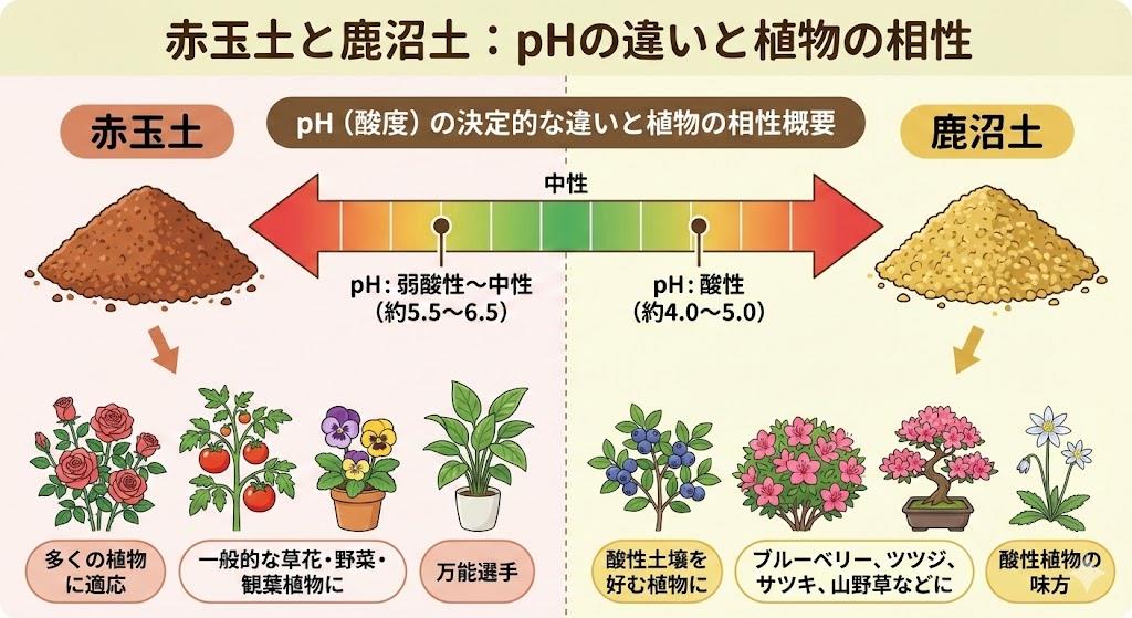 pH 赤玉土と鹿沼土の決定的なpH(酸度)の違いと植物の相性