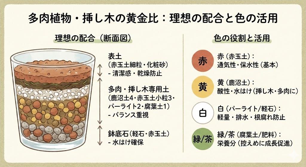配合/多肉植物 多肉植物や挿し木に最適な配合と色の活用