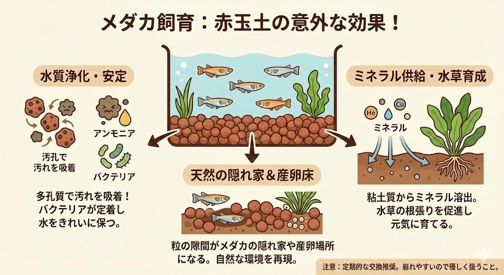 メダカ 園芸だけじゃない?メダカ飼育での赤玉土の意外な効果