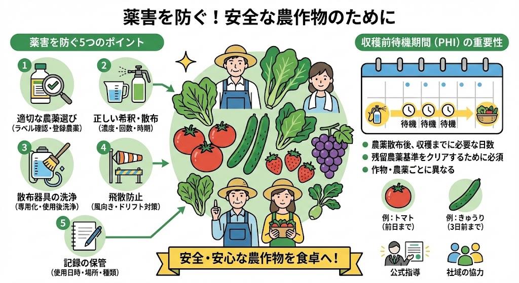 薬害を防ぐための注意点と収穫前の待機期間