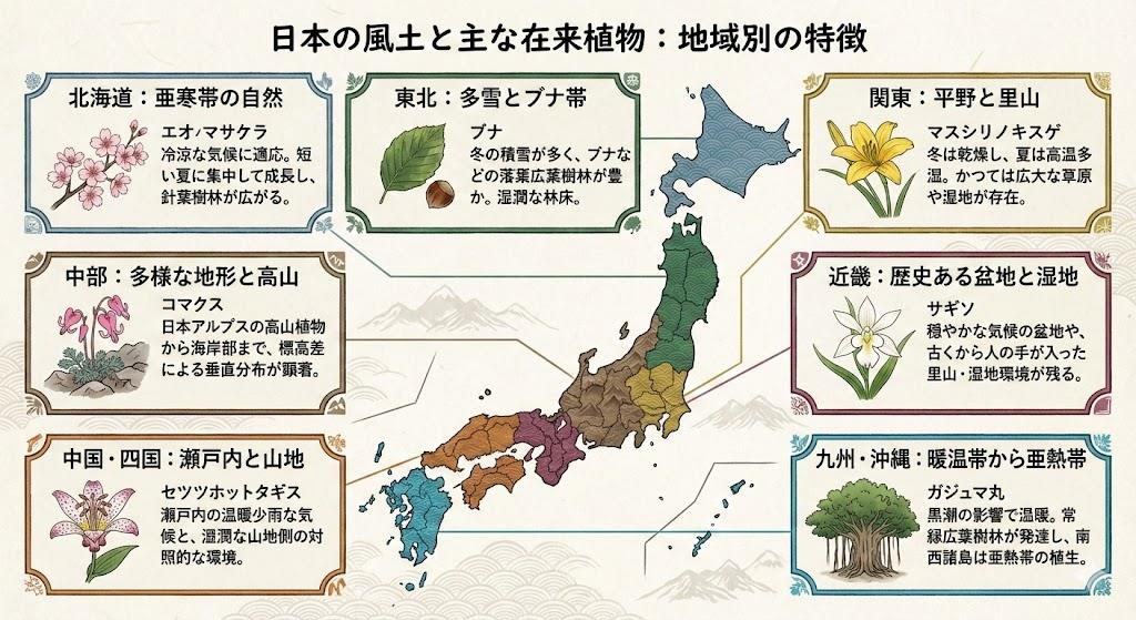 在来種日本植物一覧と地域特性