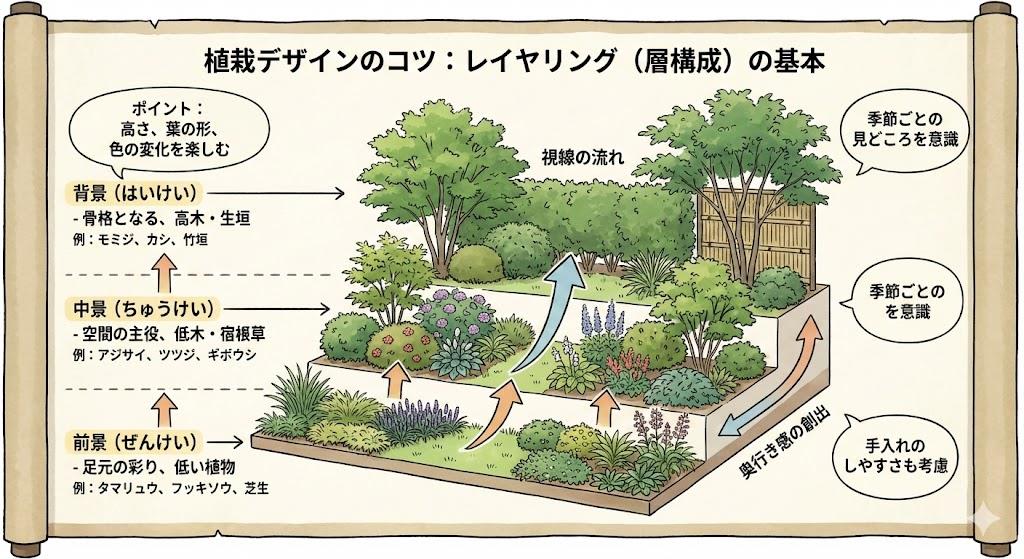 植栽デザインのコツ：レイヤリング