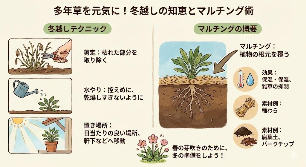 多年草を守る冬越しテクニックとマルチング