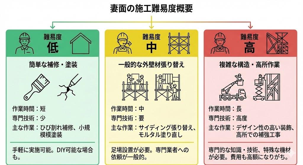 妻面(つまめん)の施工難易度