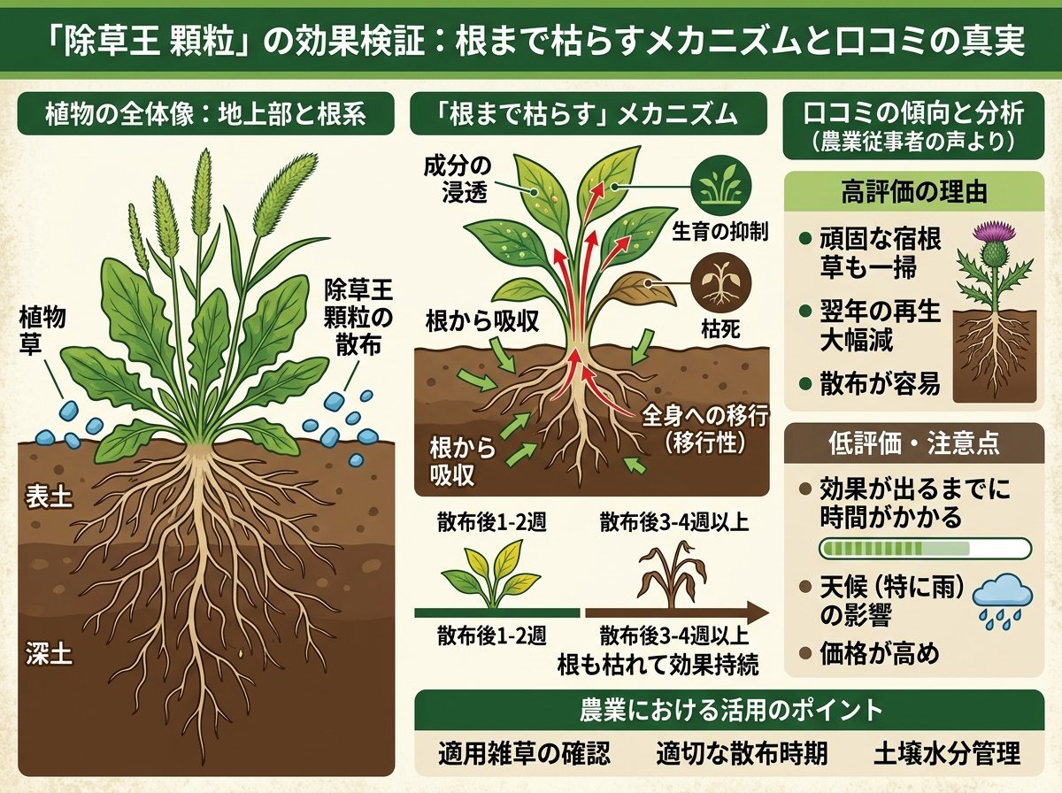 除草王 顆粒 口コミ 効果:根まで枯らすは本当か