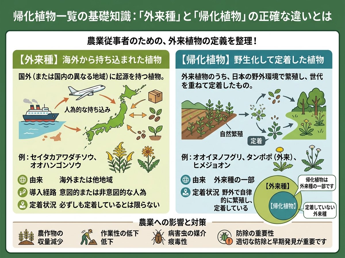 帰化植物一覧の基礎知識:「外来種」と「帰化植物」の正確な違いとは