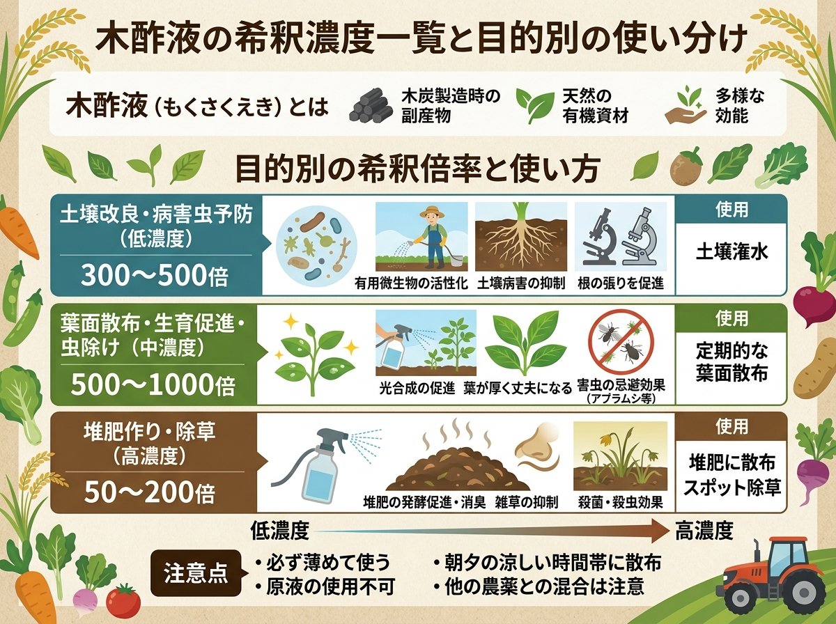 木酢液の希釈濃度一覧と目的別の使い分け