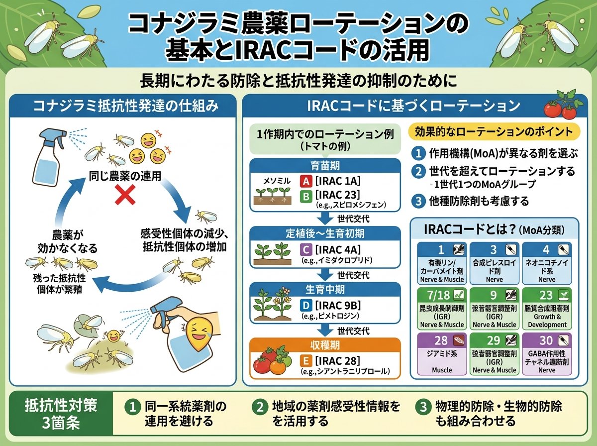 コナジラミ農薬ローテーションの基本とIRACコードの活用