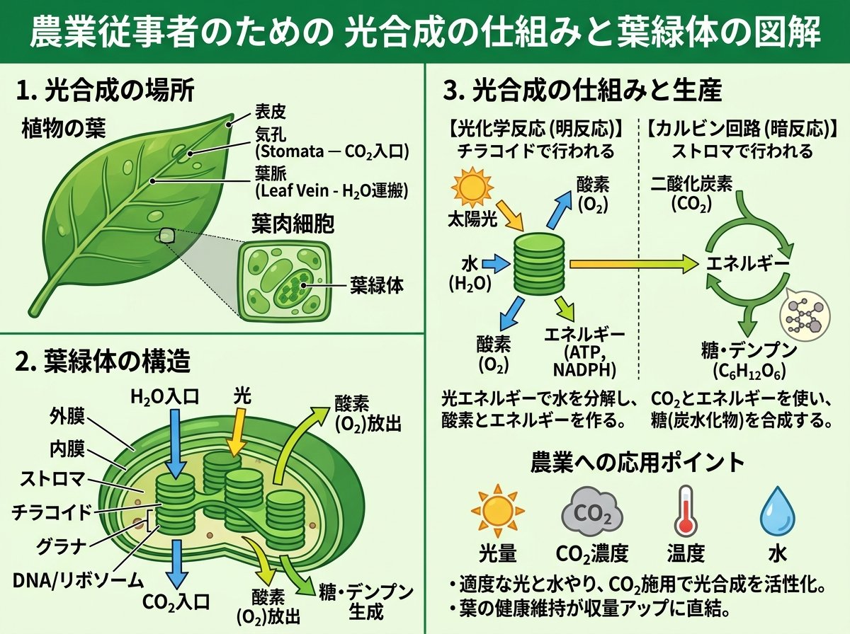 光合成の仕組みと葉緑体の場所や構造