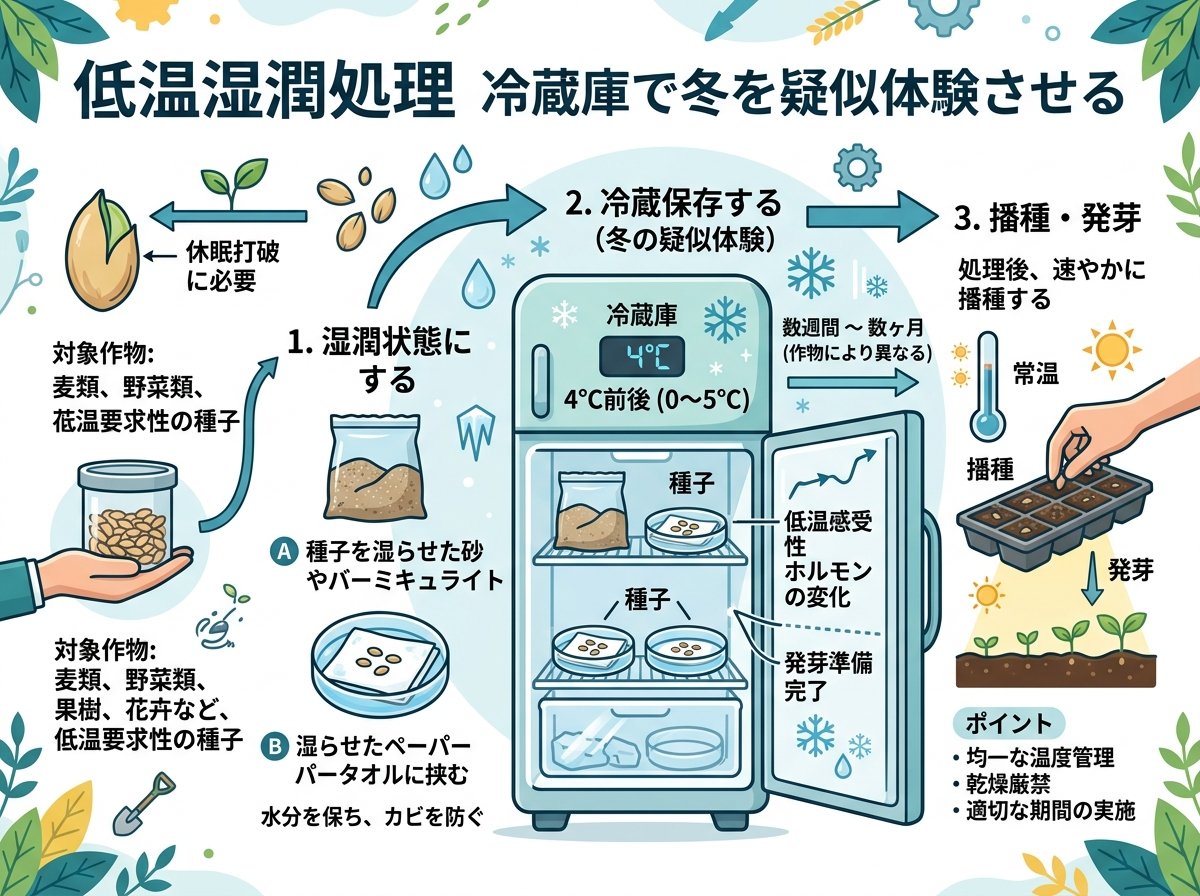 低温湿潤処理 冷蔵庫で冬を疑似体験させる