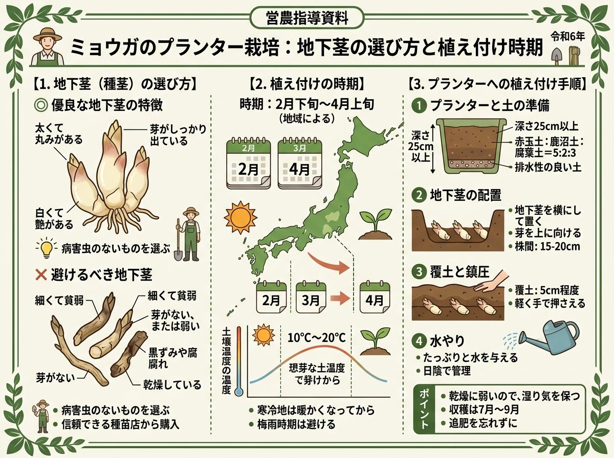ミョウガ 植え方 プランター 時期と地下茎の選び方