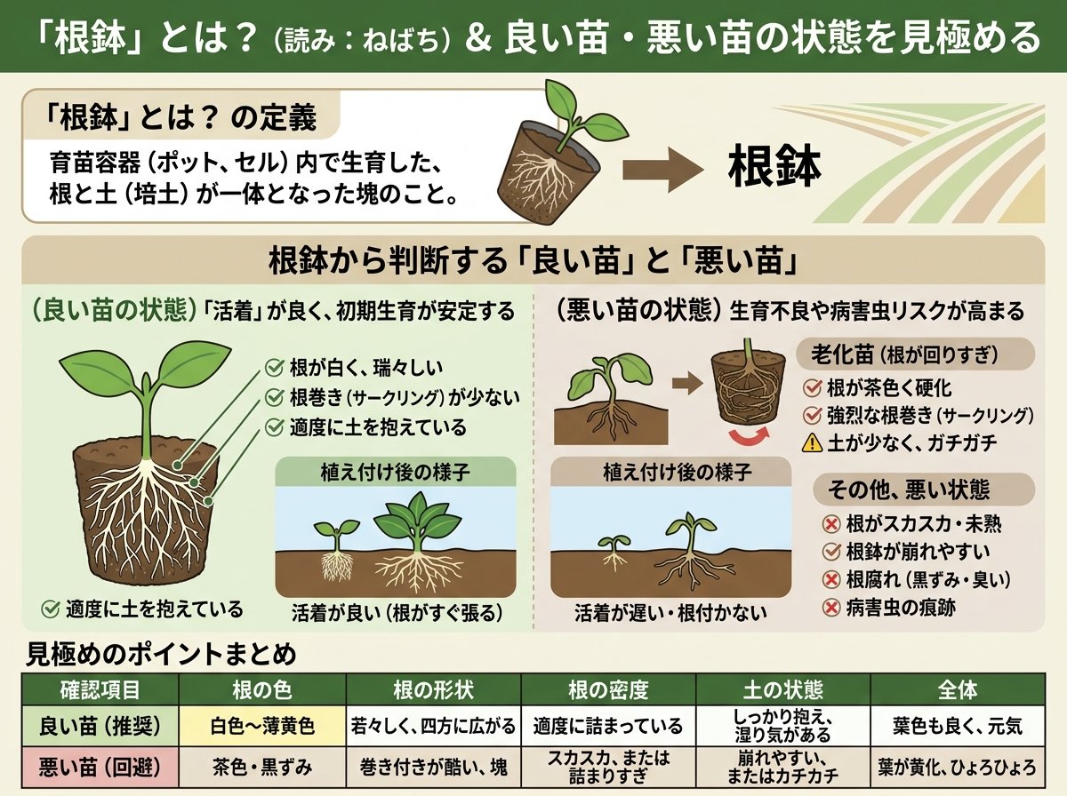 根鉢とは？良い苗と悪い苗の状態を見極める