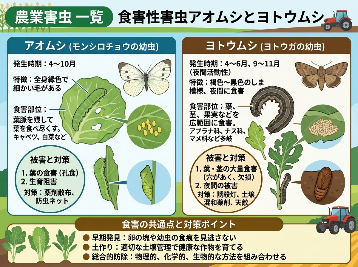 農業害虫 一覧 食害性害虫アオムシとヨトウムシ