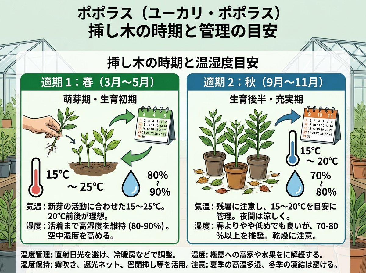 ポポラス挿し木の時期と気温と湿度
