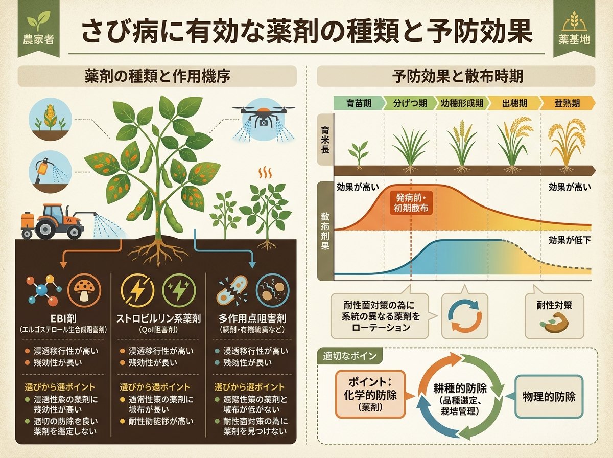 さび病に有効な薬剤の種類と予防効果