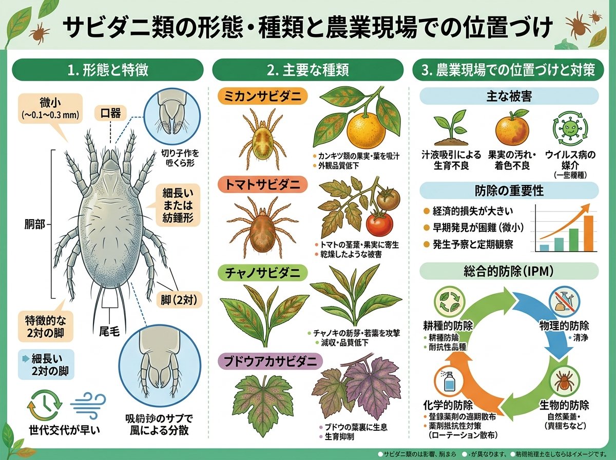 サビダニ類の形態・種類と農業現場での位置づけ