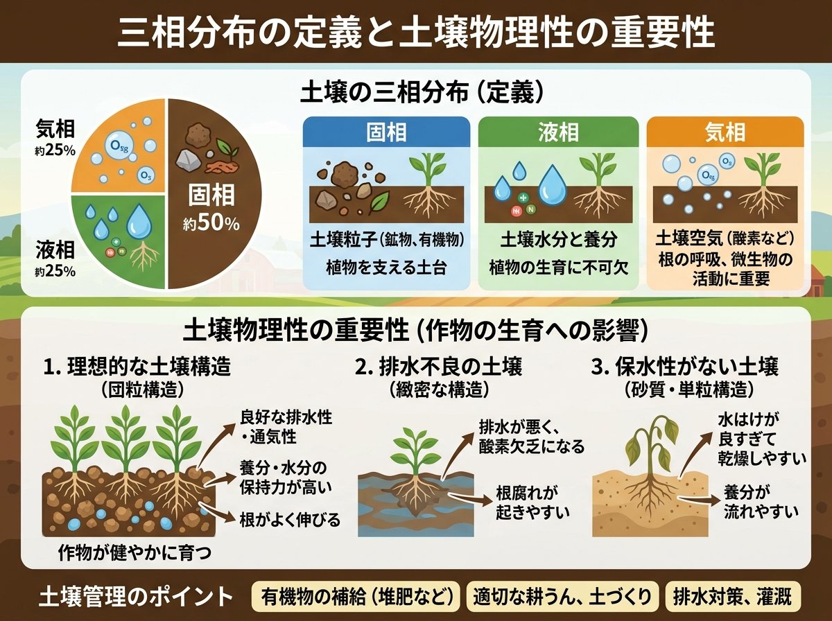 三相分布の定義と土壌物理性の重要性