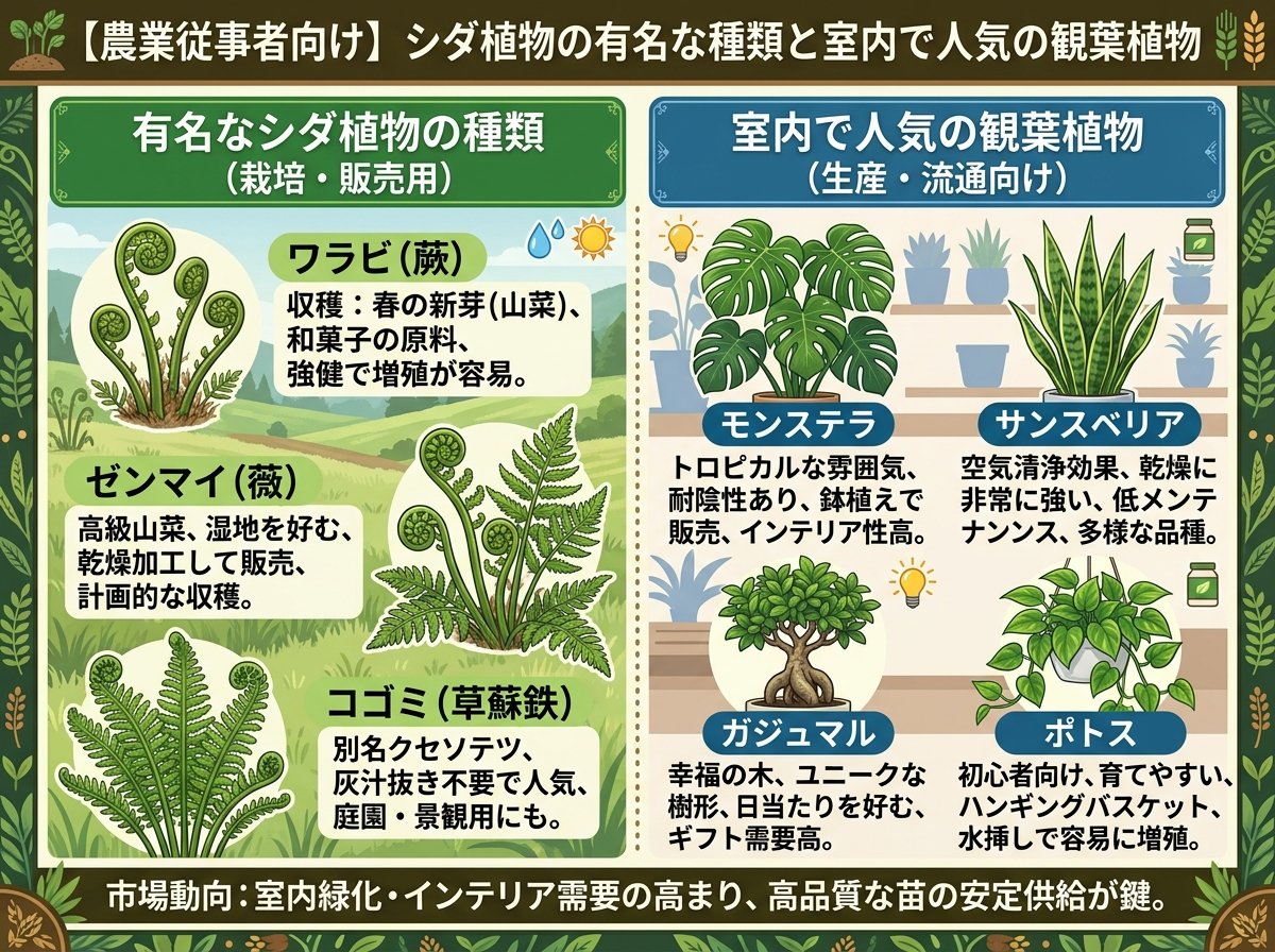 シダ植物の有名な種類と室内で人気の観葉植物