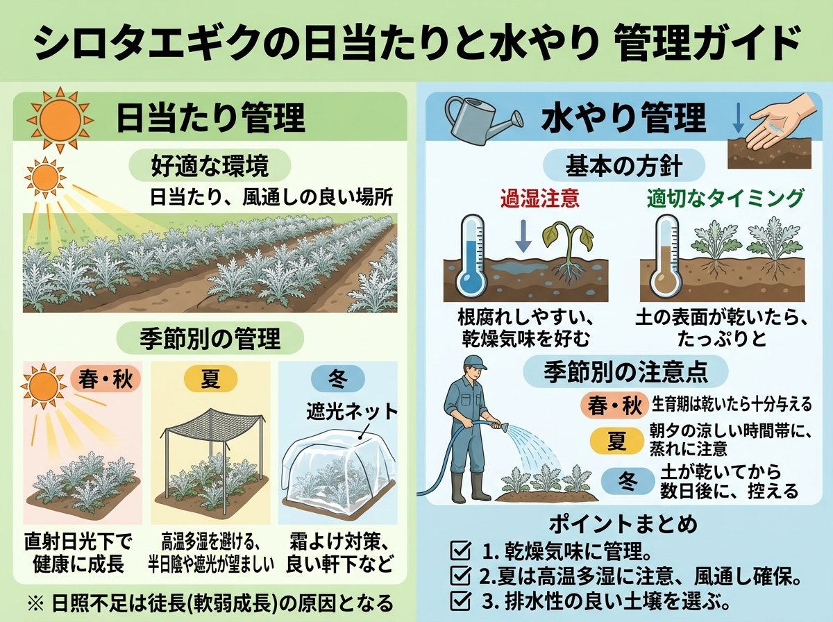 シロタエギクの日当たりと水やり