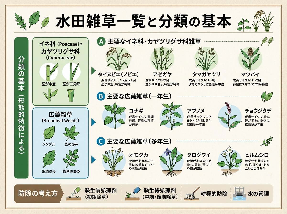 水田雑草 一覧と分類の基本