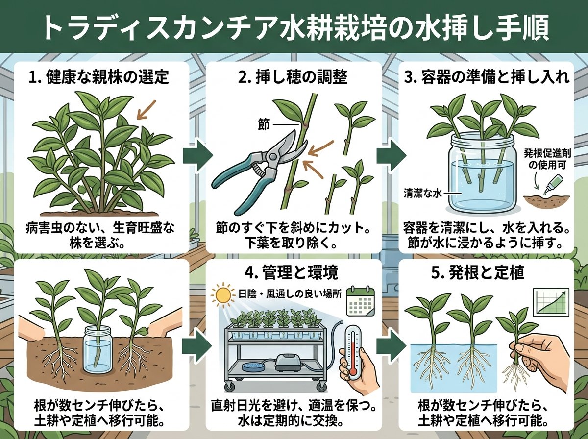 トラディスカンチア水耕栽培の水挿し手順