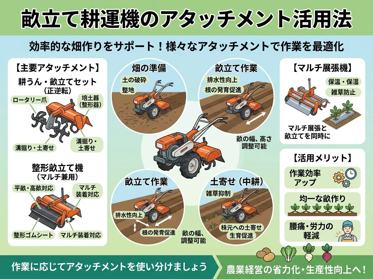 畝立て耕運機のアタッチメント活用法