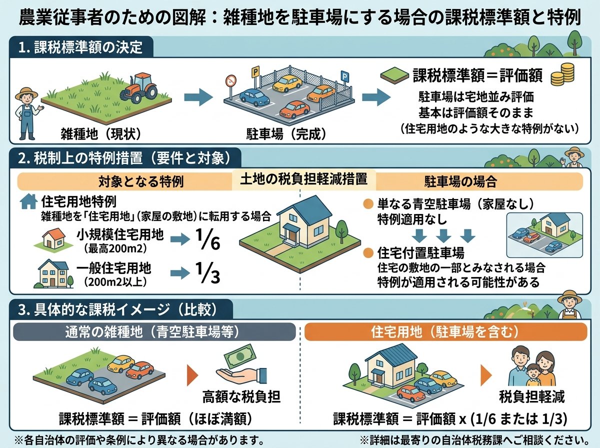 雑種地を駐車場にする場合の課税標準額と特例