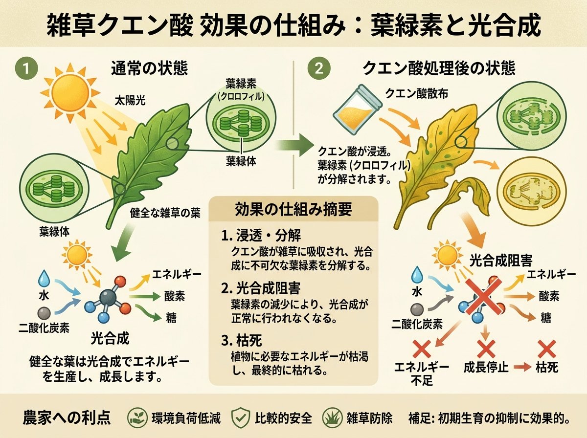 雑草クエン酸 効果の仕組み:葉緑素と光合成